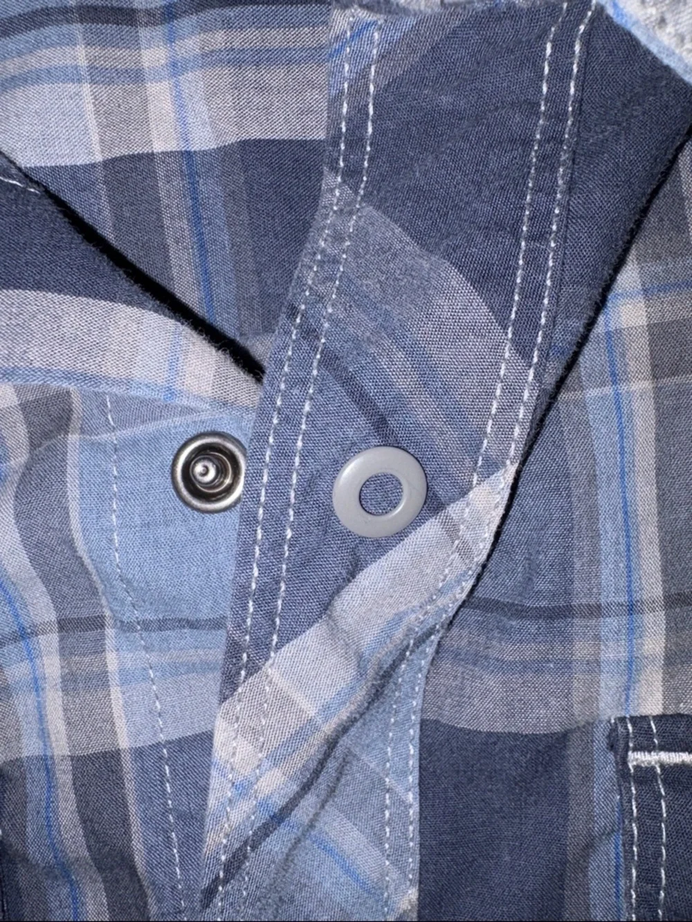 The North Face Blue Plaid Short-Sleeve snap-Down Shirt